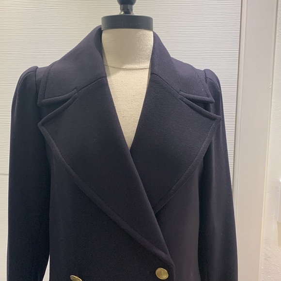 H & M Navy Wool Coat size 8 - Picture 4 of 17